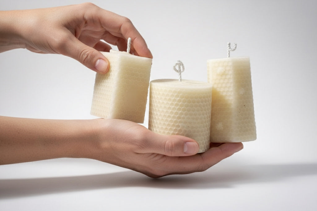 Honey light – set of 3 made from white beeswax