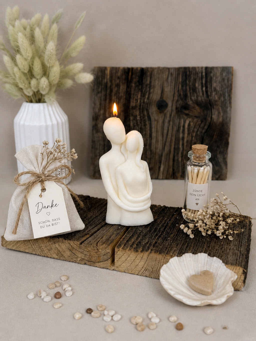 SEMPRE – Handgemachte Dekokerze aus Rapswachs | Hochzeitsgeschenk | Gastgeschenk