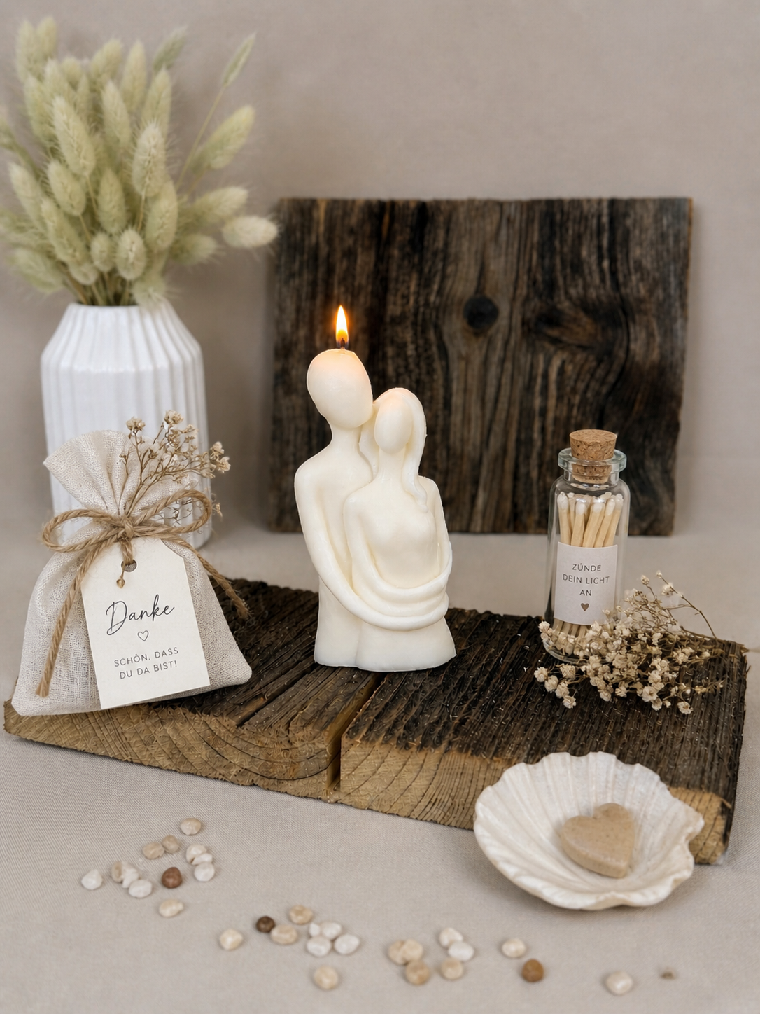 SEMPRE – Handgemachte Dekokerze aus Rapswachs | Hochzeitsgeschenk | Gastgeschenk