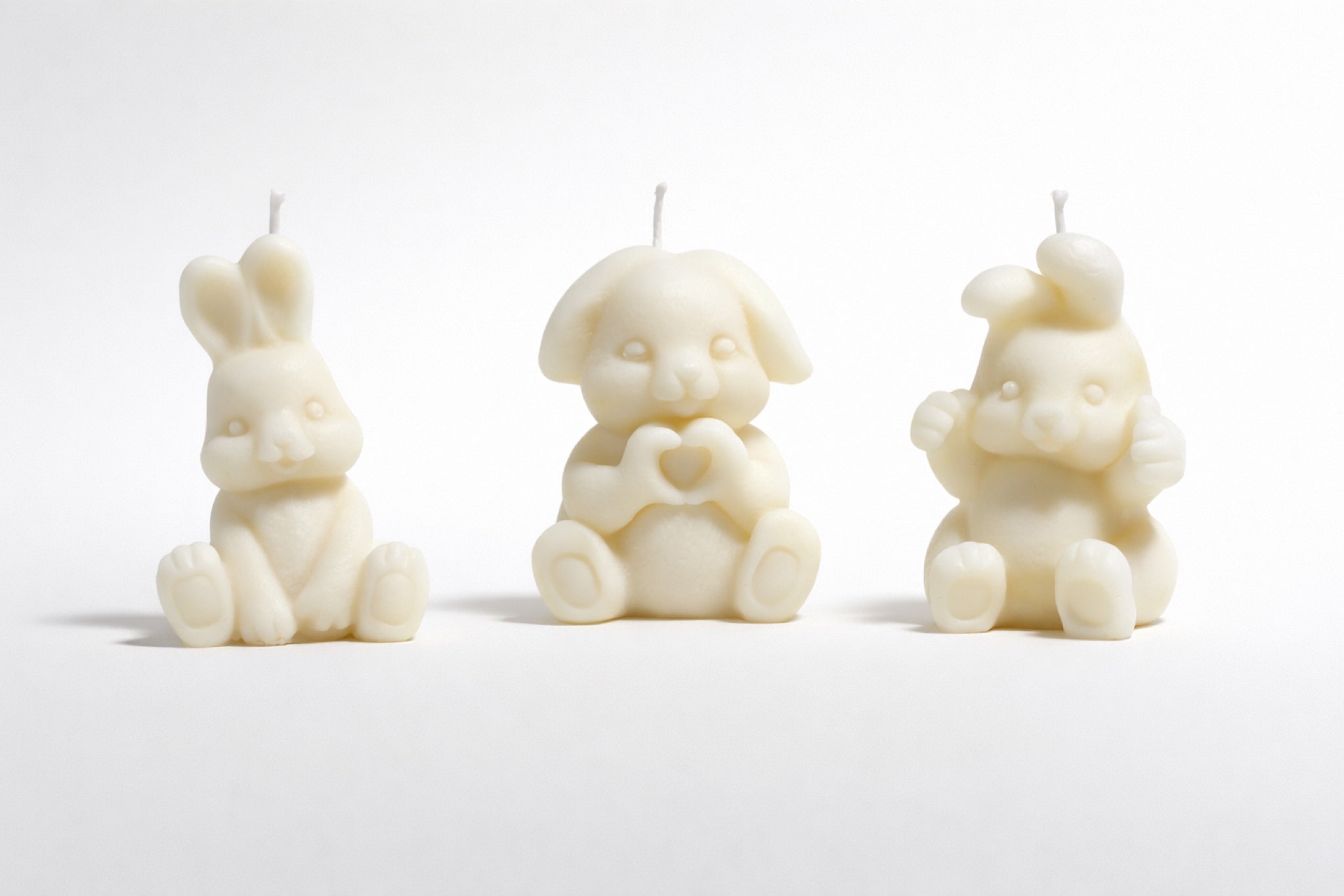 3er Hasenkerzen Set aus Rapswachs – handgemachte Osterkerzen