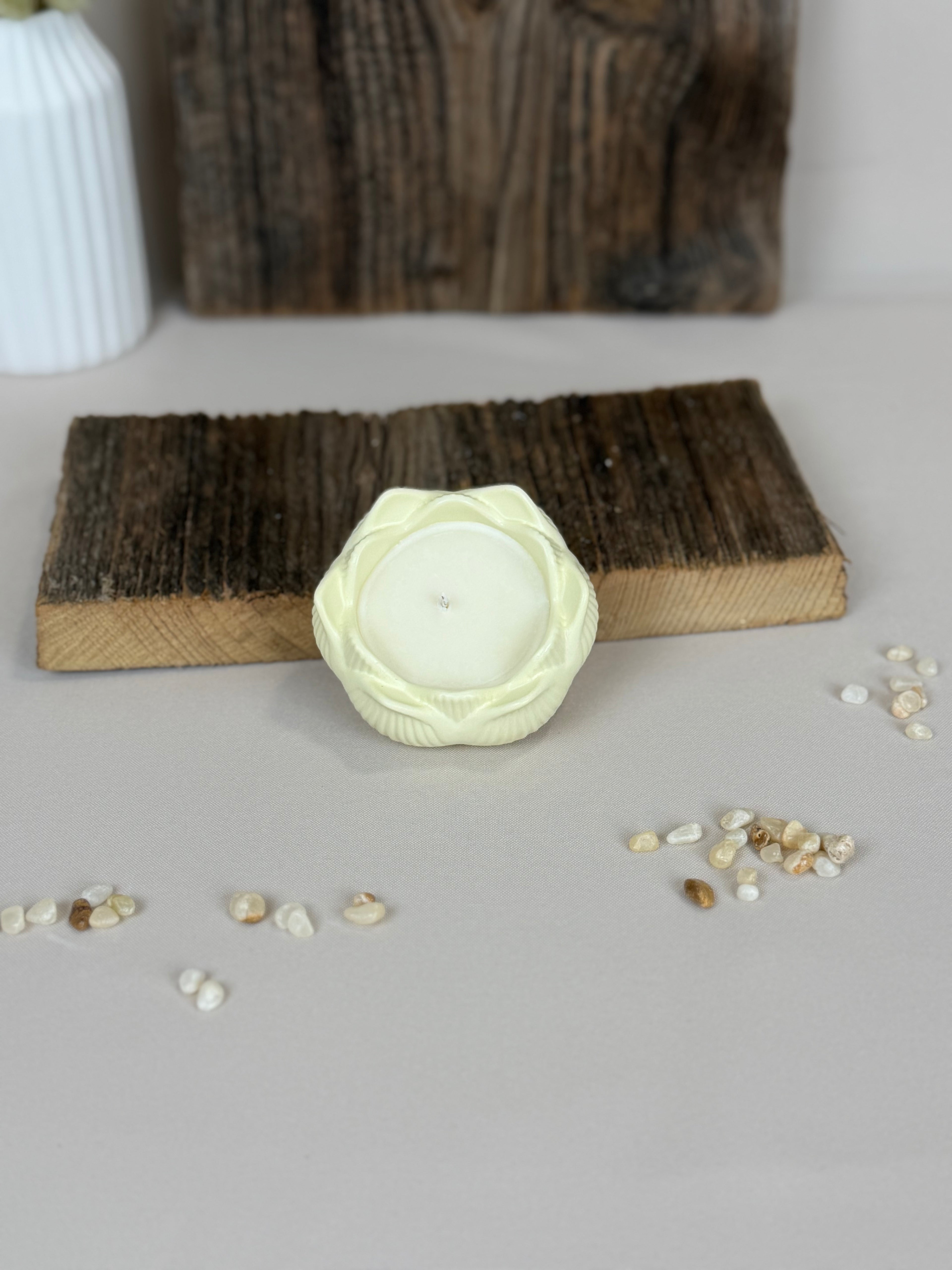Lotus Duftkerze Sojawachs handgemacht – kleine Kerze als Geschenk | Gastgeschenk Hochzeit