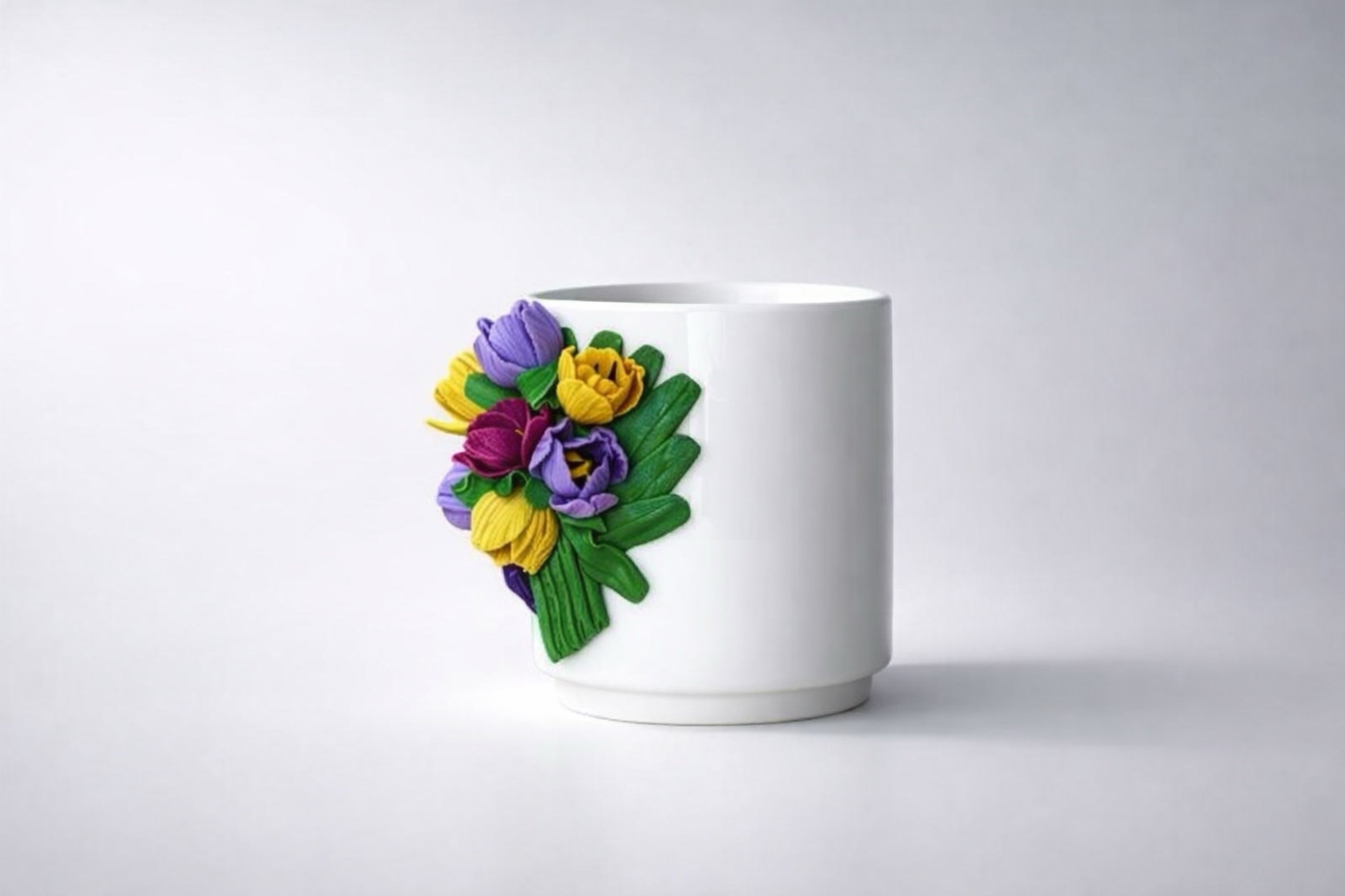 Fimo Tasse mit Tulpen – handgemacht & personalisiert