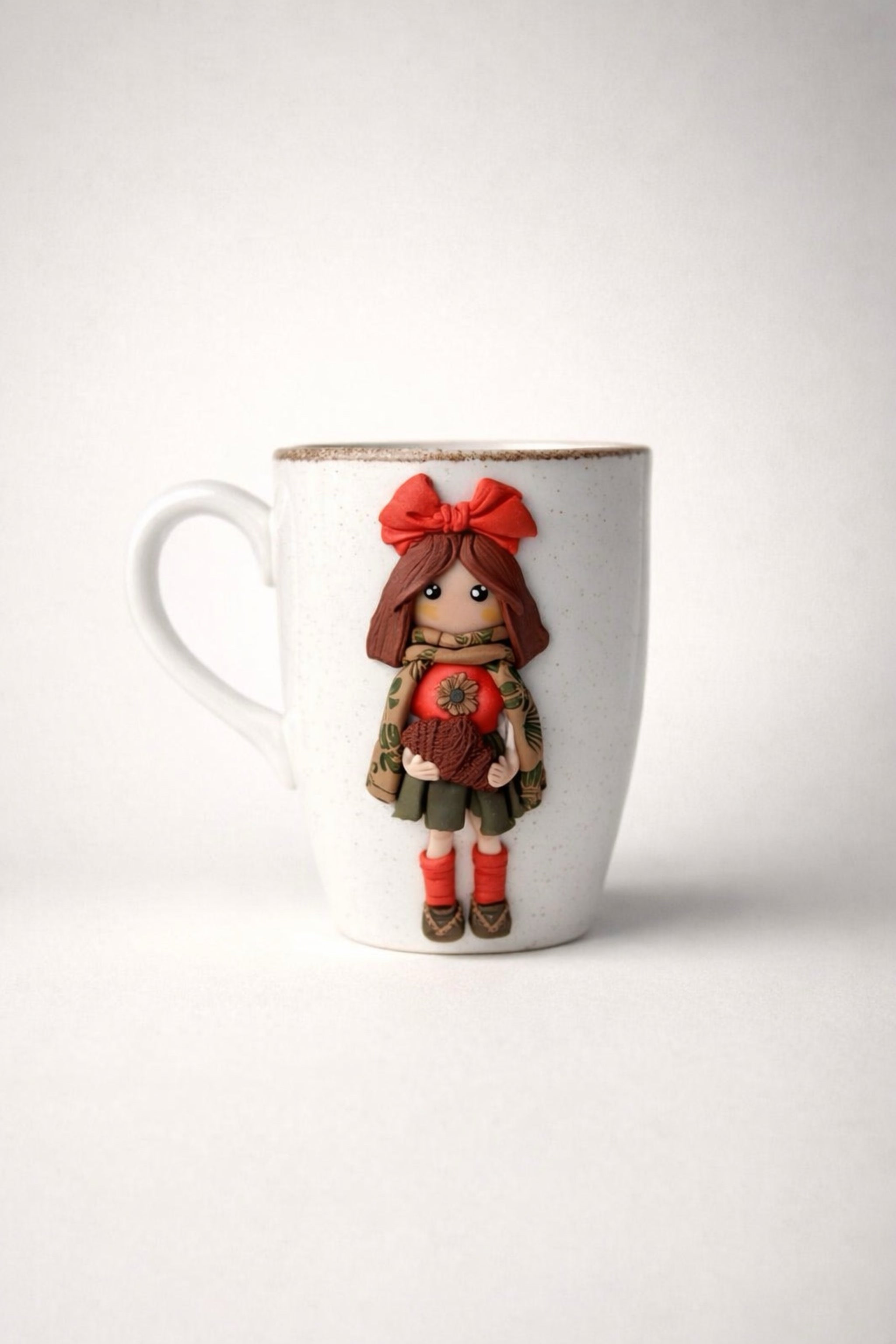 Herbst Tasse mit Figur – handmodelliert aus Polymer Clay