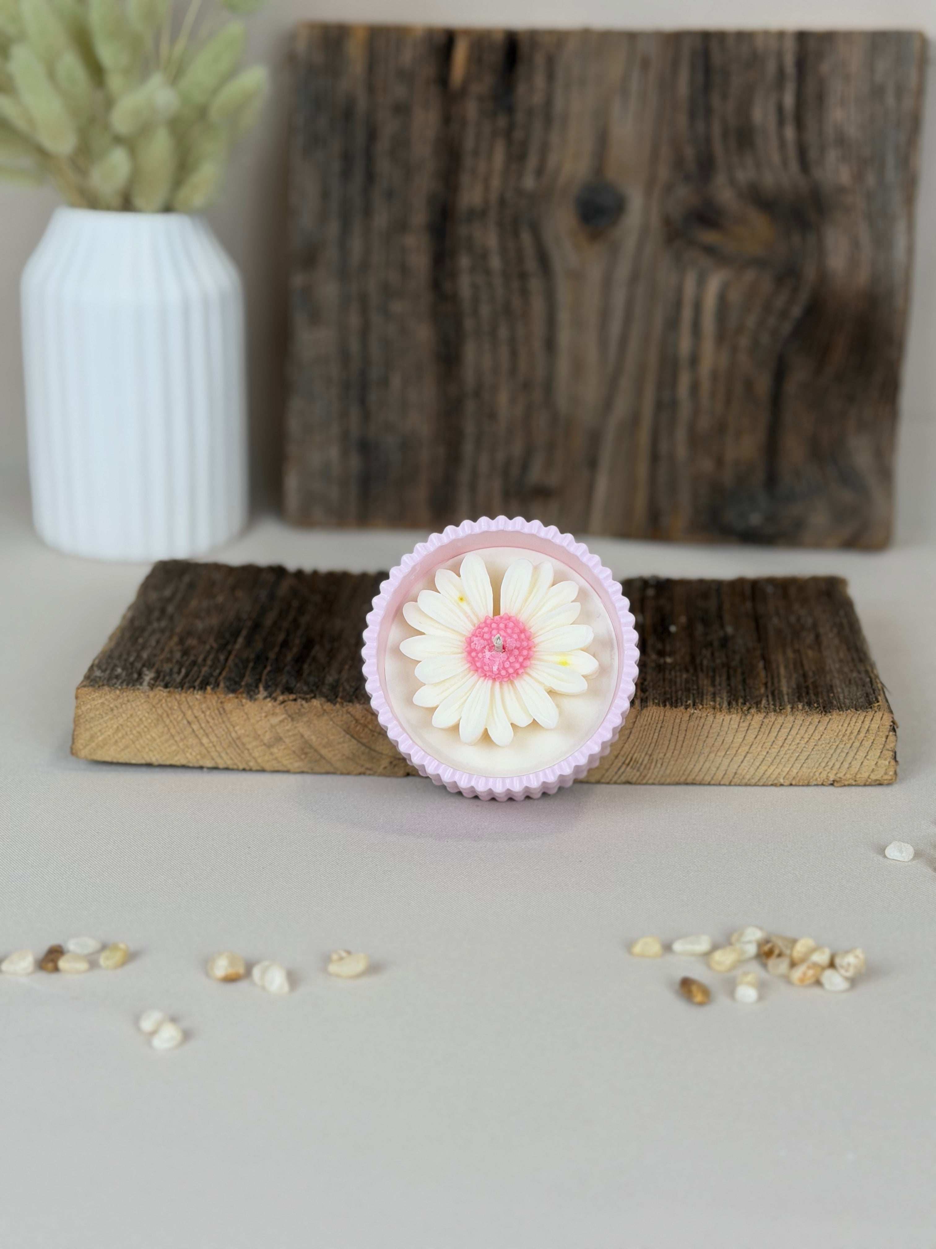 Blütenkerze aus Sojawachs – Duftkerze handgemacht | 5 Farben | Gastgeschenk