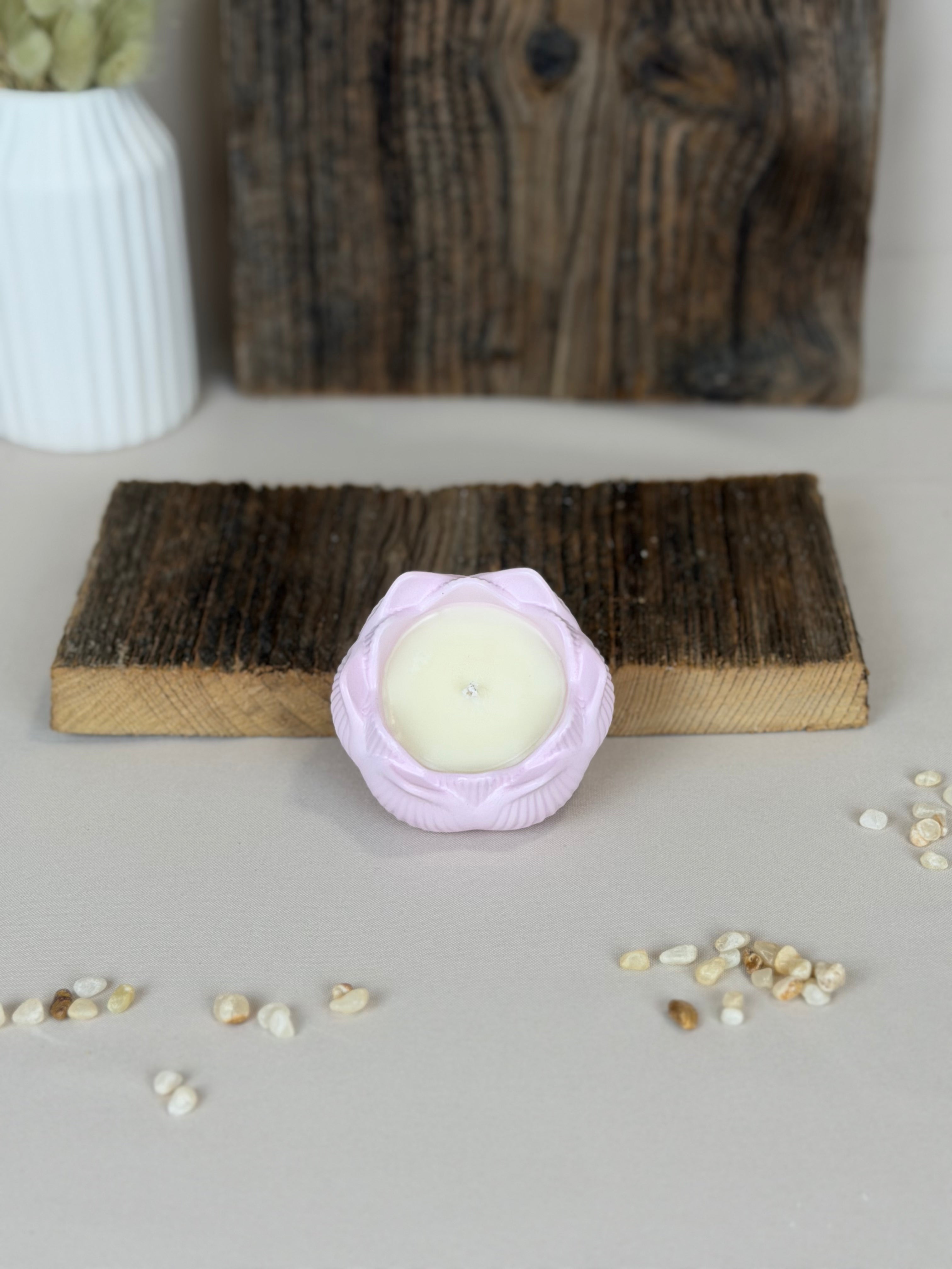 Lotus Duftkerze Sojawachs handgemacht – kleine Kerze als Geschenk | Gastgeschenk Hochzeit